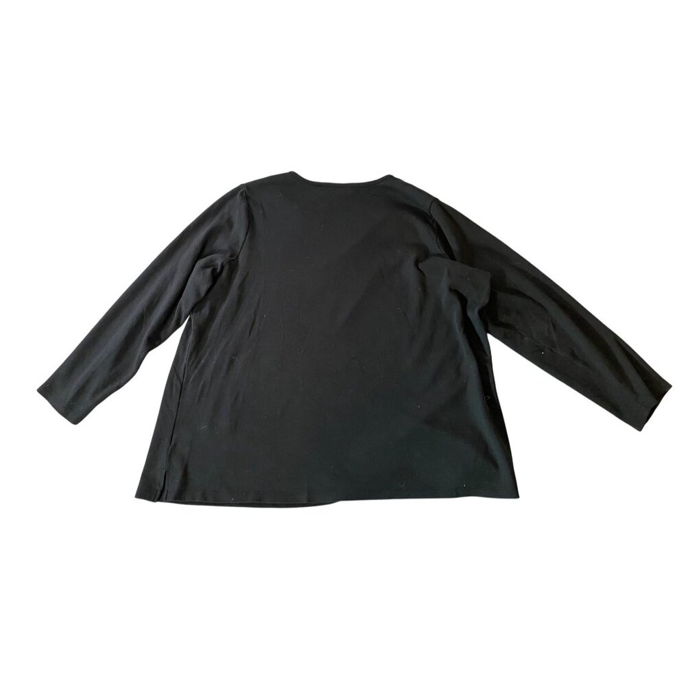Quacker Factory Halloween Black Tunic Long Sleeve Pumpkin Sequin Top 2X - Picture 2 of 9